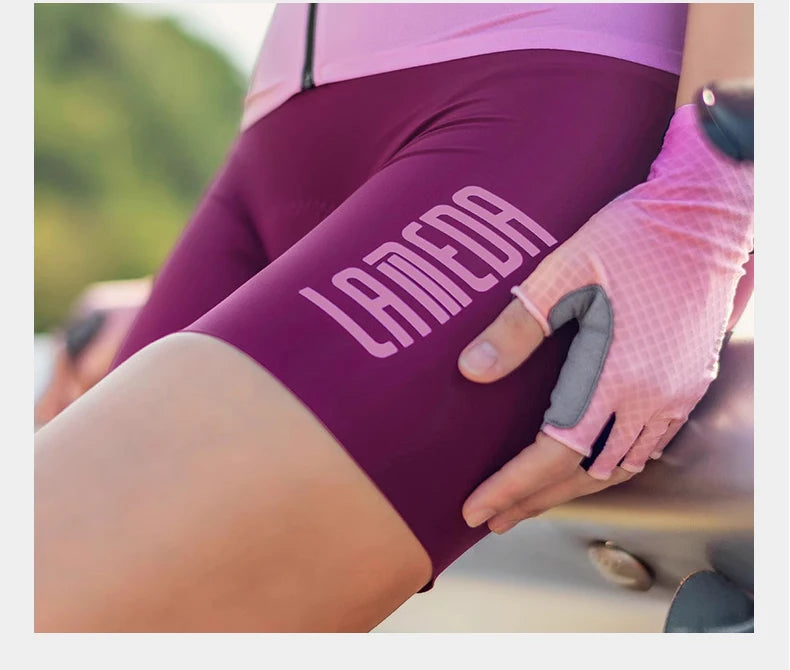 Lameda Bib Pants Shorts Women Cycling Seamless Breathable Cycling Bibs With Comfortable Pad Women's Cycling Shorts