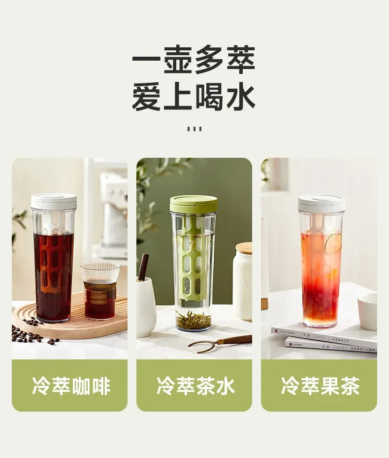 1L cold brew coffee maker manual cold water coffee maker and high capacity water bottle summer portable juice tea coffee kettle