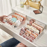 Makeup Organizer for Eyeshadow Palette and Lipstick Organizer 7 Section Desktop Divided Clear Plastic Cosmetic Tools Organizer