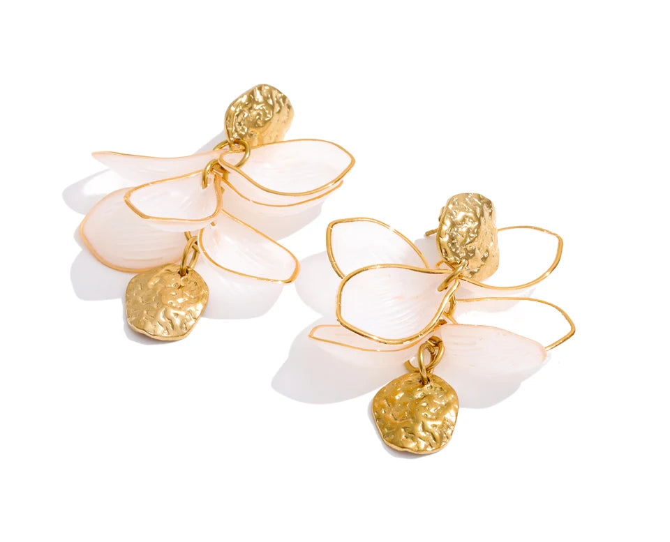 Yhpup Resin Acrylic Flower Petal Drop Earrings 2026 Stainless Steel New Arrivals Popular Spring Summer Charming Handmade Jewelry