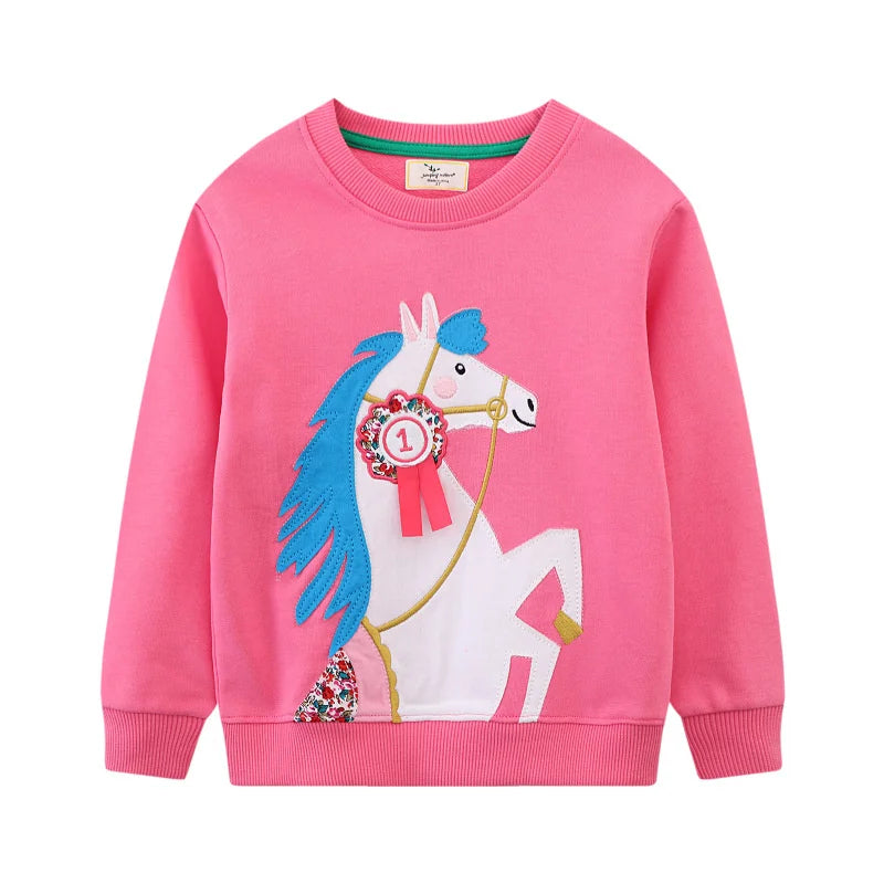 Jumping Meters 2-7T New Arrivals Girls Sweatshirts Bunny Applique Toddler Clothing Hooded Tops Autumn Spring Baby Costume
