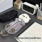 1Pcs Creative Sea Otter Plush Doll Pencil Case Ins High-attractive Pen Holder Cute Pencil Pouch Bag School Supplies Stationery