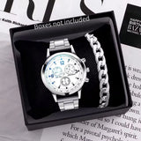 1/2PCS Men Business Watches Fashion Men's Steel Band Quartz Watch with Bracelet（Box not Included）