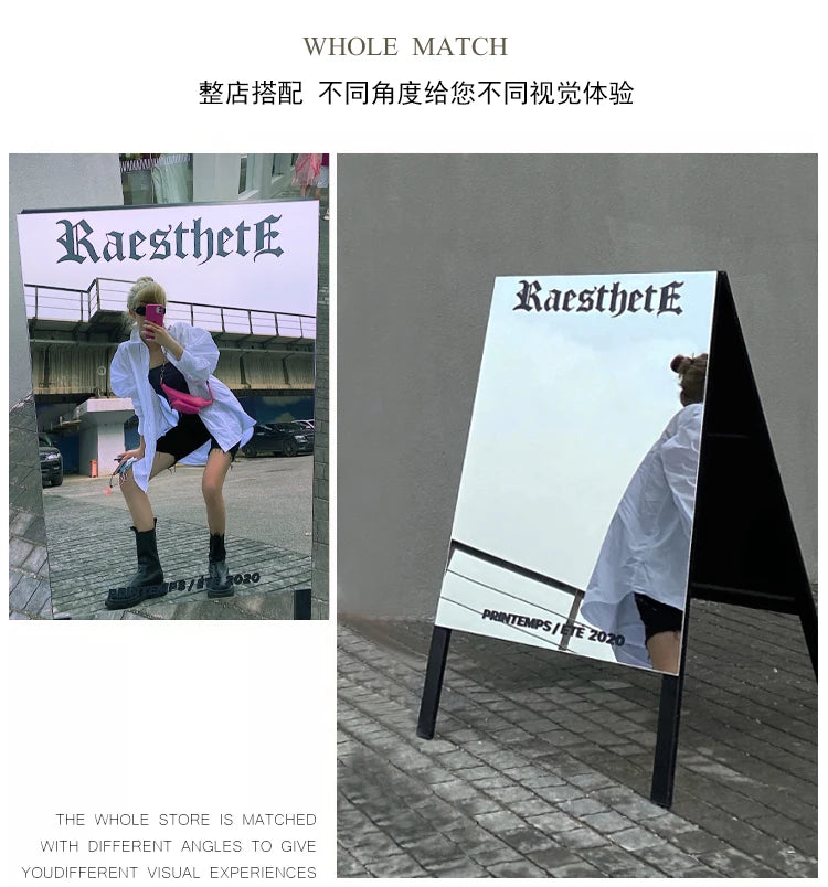 Outdoor photo mirror floor-to-ceiling clothing store display board door sign billboard mirror
