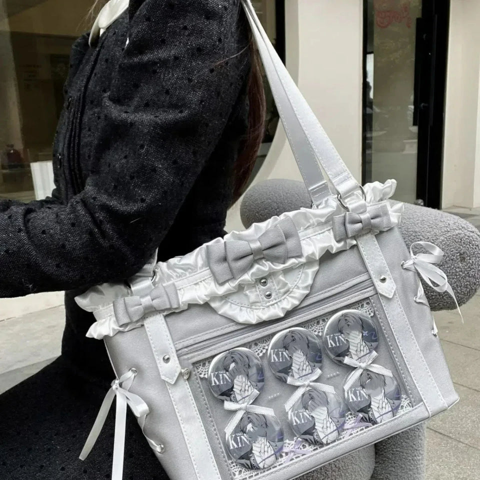 New Fashion Design for Girls Y2K Ulzzang Ita Bag Sweet Preppy Style Shoulder Bag for Women Large Capacity Ribbon Bow Tote Bag