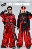 Boys Hip Hop Sweatshirt Shiny Vest Street Dance Cargo Pants Girls K-pop Clothes Set Kid Hip Hop Jazz Costume Children Streetwear