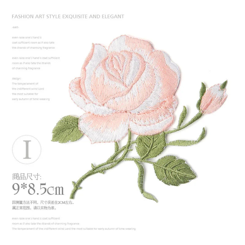 Colored Roses Iron-on Transfers For Clothing Applique On Jeans Big Embroidery Patch  Repair Hole Embroidery Patch Coudre DIY Swe