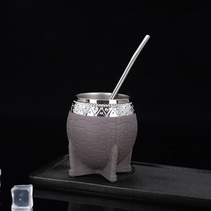 Creative Double Wall 260ml Stainless Steel Yerba Mate Tea Cup Tumbler Beer Pint Coffee Mug Gifts For Friend No Straw