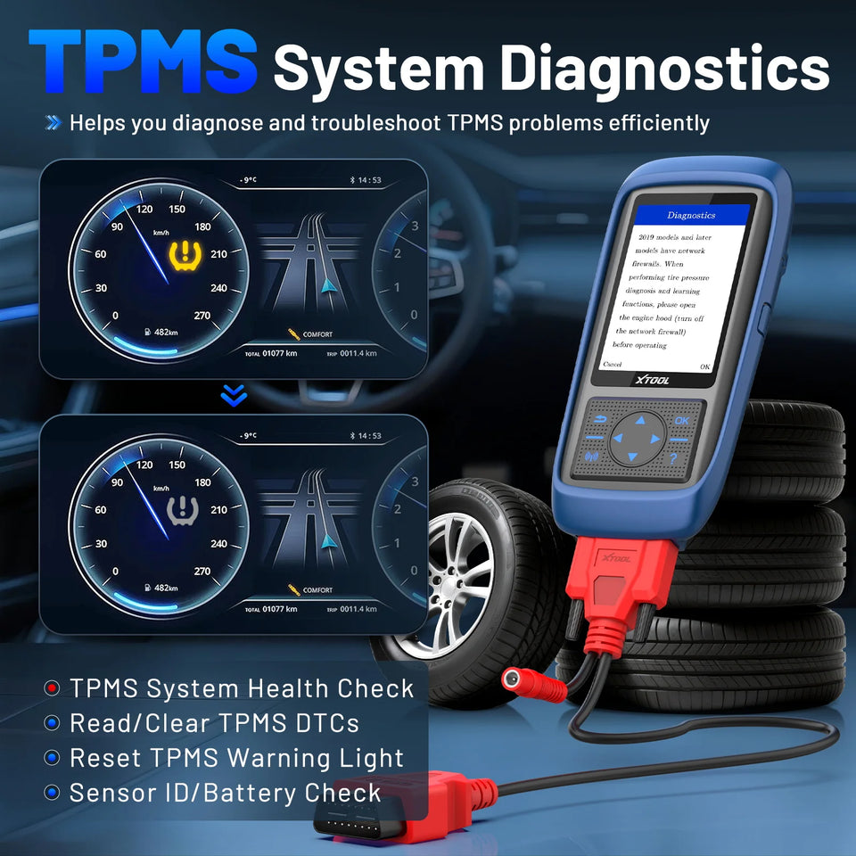 XTOOL TP150 WiFi TPMS Diagnostic Tool Program TS100 Sensor Read/Clear DTCs OBD2 TPMS Activate & Relearn All Sensors Free Update