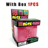 2026 NeeDOH Nice Cube Super Squeeze Sensory Fidget Toy Translucent Red Stress Relief Squishy Cube for Kids Adults Anxiety Relief