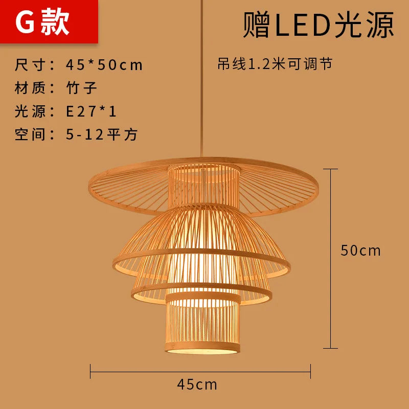 Bamboo Artwork Chandelier Lantern Tea Room Restaurant Restaurant Hot Pot Restaurant Japanese Style Retro Zen
