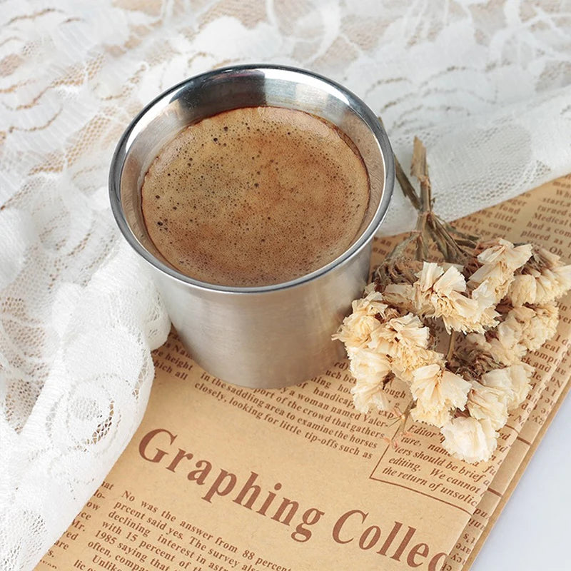 Double Wall Stainless Steel Coffee Mug 80ml/160ml Portable Cup Travel Tumbler Coffee Jug Milk Tea Cups Office Water Mugs