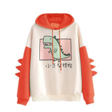 Winter Cute Dinosaur Cartoon Hoodie Women Fashion Sweatshirt Casual Print Long Sleeve Korean Style Splice Tops Kawaii Clothes