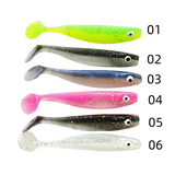 MUKUN 10pcs 60mm 2g Soft Lures Baits Fishing Lure Leurre Shad Double Color Silicone Bait T Tail