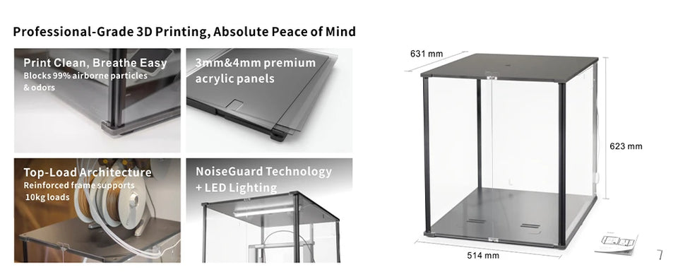 FYSETC FNATR For Bambu Lab A1 3D Printer Enclosure Transparent Acrylic Sturdy Designed 3D Printer Cover with Filter System