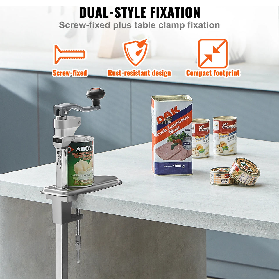 SucceBuy Manual Can Opener Commercial Table Clamp Opener for Large Cans Can Opener with Base Adjustable Height Industrial Opener