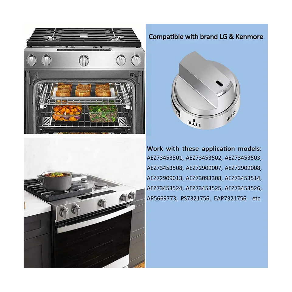 10x AEZ73453509 Gas Cooktop Control Knob AEZ73453508 AEZ72909008 AP5669773 PS7321756 Compatible with L/G Oven Stovetop