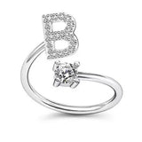 LATS Zircon Initial A-Z Letter Rings for Women Girl Adjustable Opening Ring Name Alphabet Female Wedding Fashion Jewelry Gift