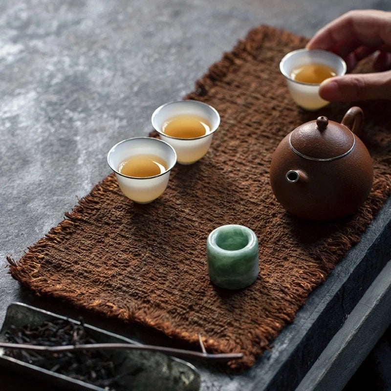 Tea mat, pure handmade plant table runner, pure cotton, thick coarse dry soaking, retro wabi-sabi tea ceremony accessories