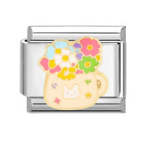 Cute Cats Flowers Planet Coffee Milk Cake Mountain Italian Charm Links Fit 9mm Stainless Steel Bracelet DIY Jewelry Making Gifts