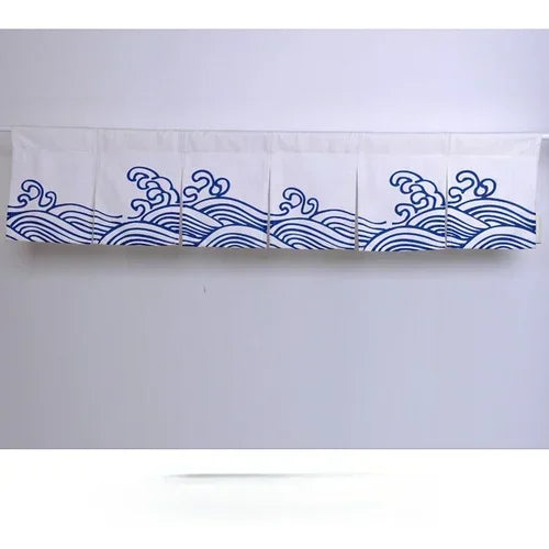 Japanese Style Ocean Wave Horizontal Curtain Sushi Restaurant Noren Curtain Restaurant Kitchen Curtain Bar Home Decoration