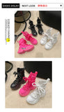Women Ankle Boots Autumn Chunky Shoes Woman High Platform Breathable Sneakers 7.5CM Thick Sole Wedges Motorcycles Boots Winter