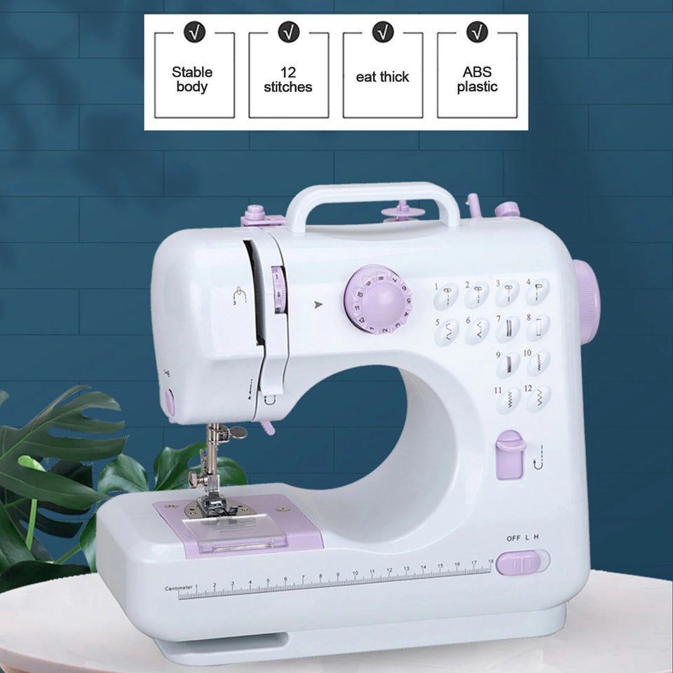 12 Stitches Electric FMSH-505 Sewing Machine Mini Household Sewing Machine with Extension Table US Automatic winding design