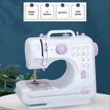 12 Stitches Electric FMSH-505 Sewing Machine Mini Household Sewing Machine with Extension Table US Automatic winding design
