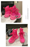 Women Ankle Boots Autumn Chunky Shoes Woman High Platform Breathable Sneakers 7.5CM Thick Sole Wedges Motorcycles Boots Winter