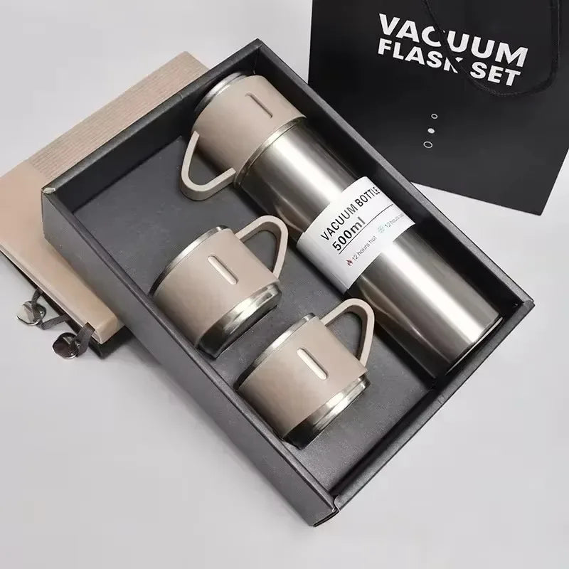 500ml 304 Stainless Steel Vacuum Insulated Water Bottle Portable Tea Coffee Bottle Office Gift Set Travel Leak Proof Thermal Mug