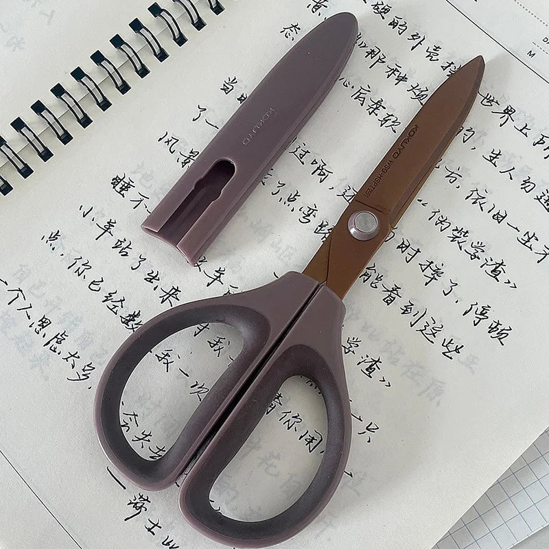 KOKUYO SAXA Curved Scissors for Effortless Cutting Non-stick Fluorine/Titanium Coated Safety Round Tip Portable Safe Craft Tools