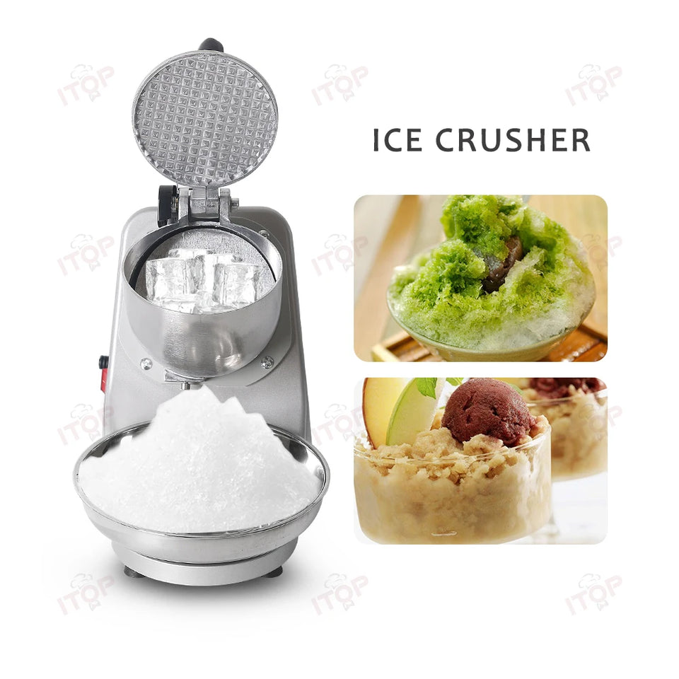 ITOP Ice Crusher Small Commercial Ice Shaver Stainless Steel Shaved Ice Machine Snow Cone Maker