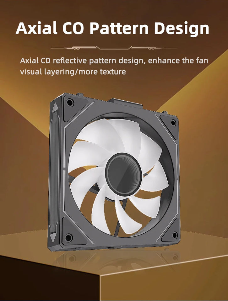 COOLCIRC PC Case Fan 120mm ARGB  Mirror Cycle Light Effect CPU Cooler Fan 4PIN PWM 58.36CFM Fan for Computer Water Cooler
