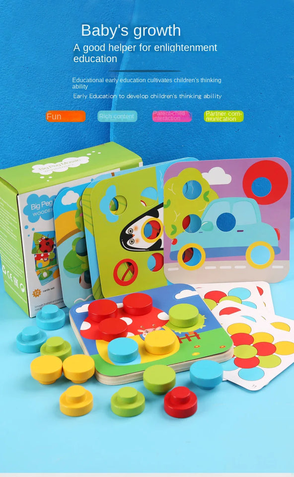 Children's Early Learning Puzzle Interactive Toys, Mushroom Nail Game, Intelligence Puzzle, Color Recognition