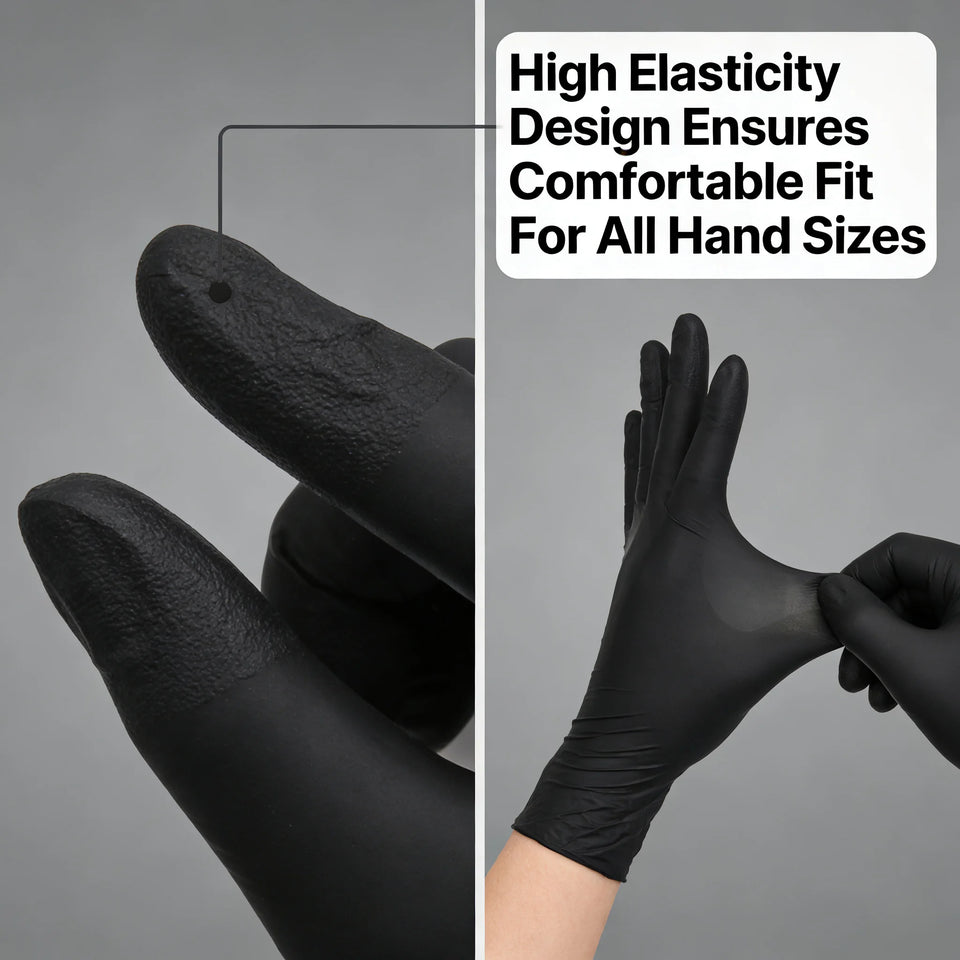 100pcs Disposable Black Nitrile Gloves Powder-Free Latex-Free Tear Resistant for Food Handling Kitchen Cooking Cleaning