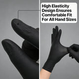 100pcs Disposable Black Nitrile Gloves Powder-Free Latex-Free Tear Resistant for Food Handling Kitchen Cooking Cleaning