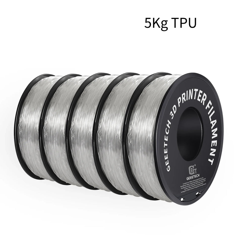 GEEETECH 5Rolls 3D TPU Flexible Filament TPU material 1.75mm Plastic Vacuum Packaging, Non-Toxic High Quality Safe,fast ship