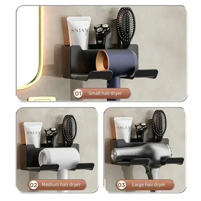 Hair Dryer Holder Wall Mount Suction Cup Bathroom Organizer Wall Mount Hairdryer Holder Straightener Stand Rustproof
