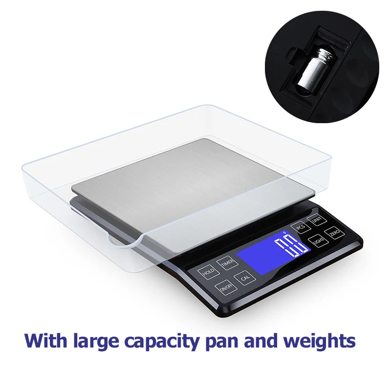 Digital Kitchen Scale 0.1g High Precision 3kg/5kg/10kg Home Waterproof Stainless Steel Electronic Balance Food Weighing Scale