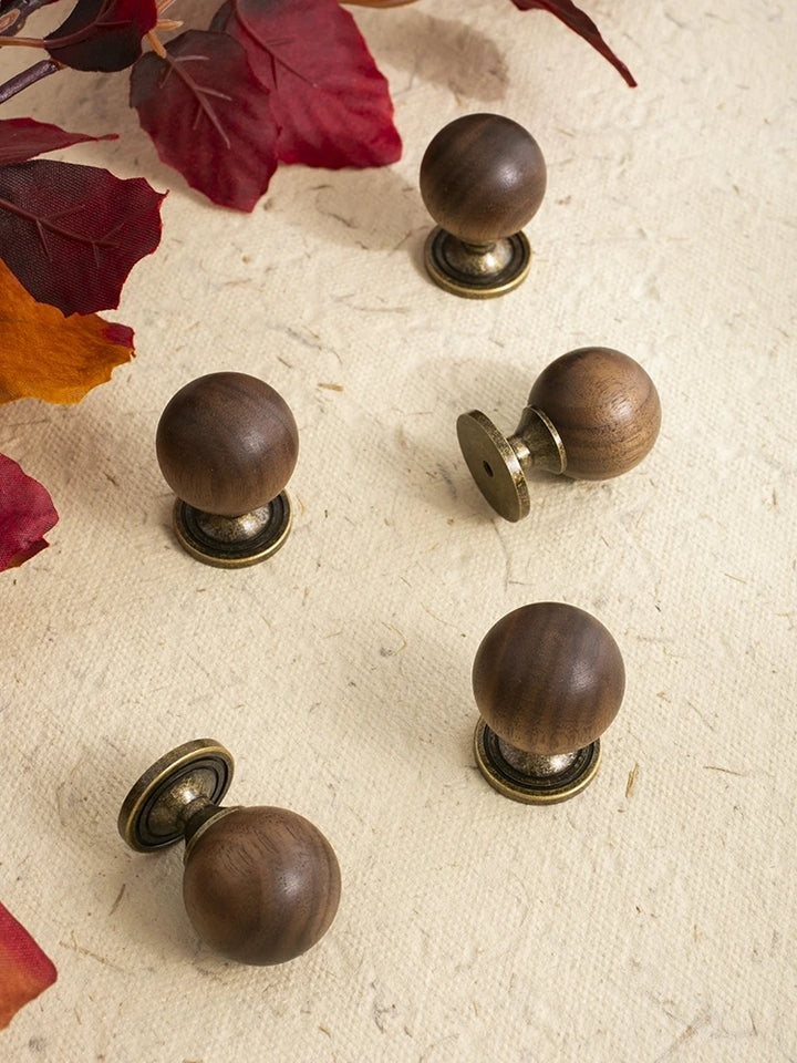 The Furniture Is Made Of Antique Walnut Wood With Solid Brass Small Handles Wardrobe Handles Kitchen Drawers Single-Hole Knobs