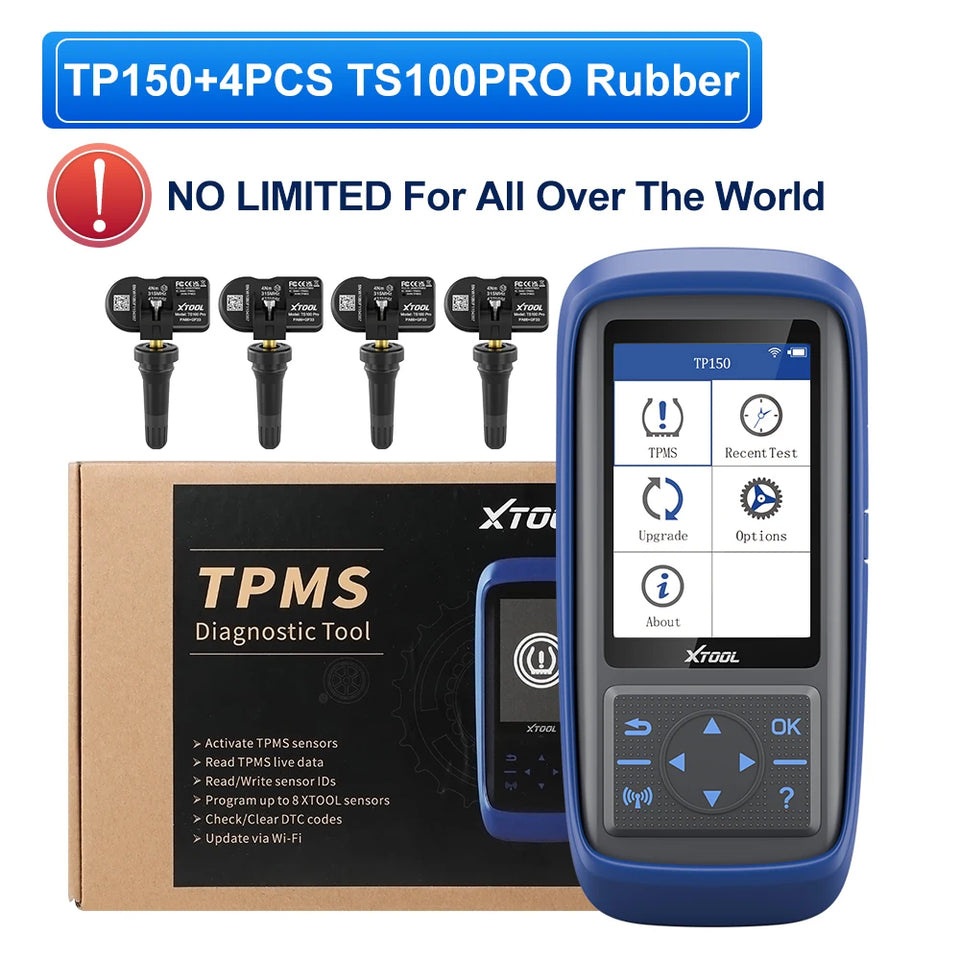 XTOOL TP150 WiFi TPMS Diagnostic Tool Program TS100 Sensor Read/Clear DTCs OBD2 TPMS Activate & Relearn All Sensors Free Update