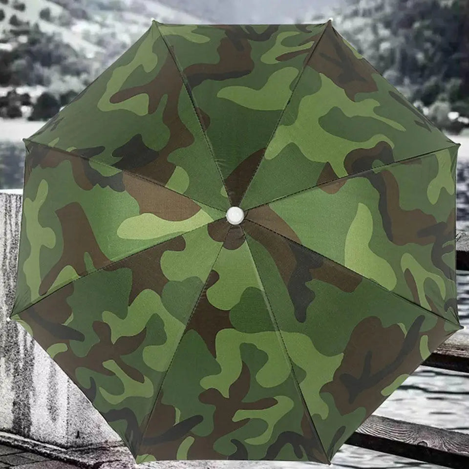 Hands-Free Umbrella Hat For Fishing Sun Protection Head-Mounted Sunshade For Outdoor Gardening Hiking Foldable Rain Cap