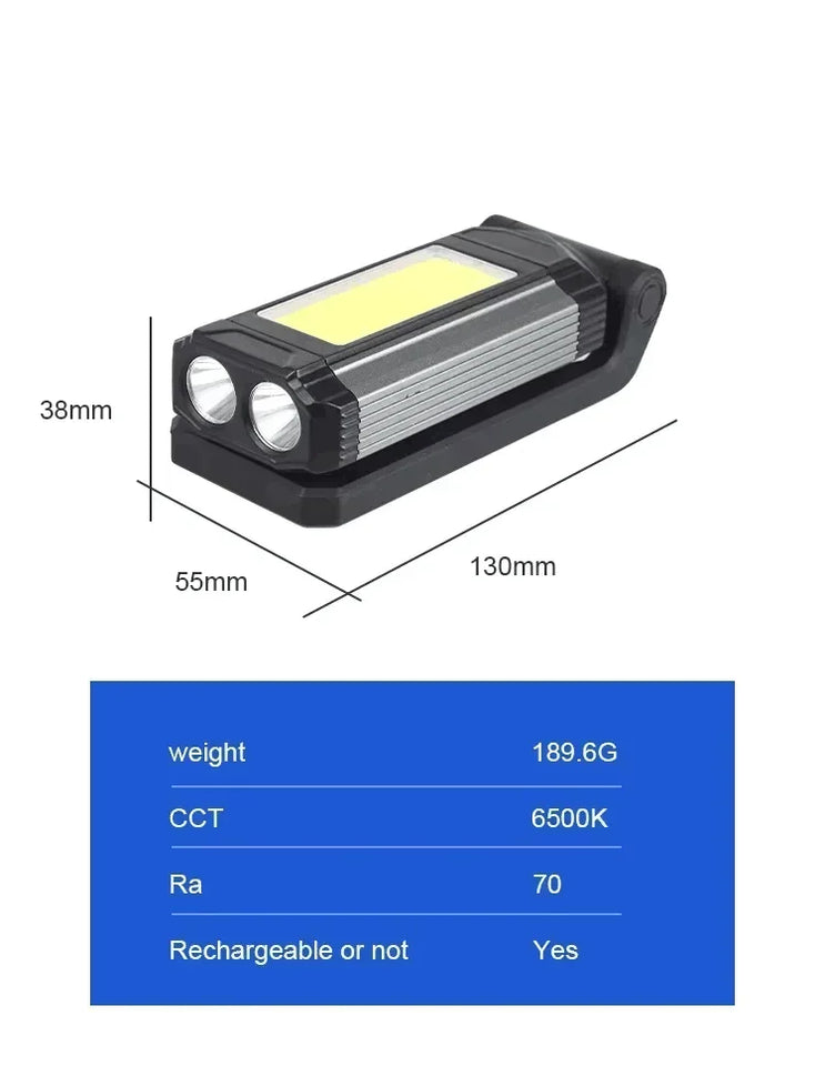 1/2/4PCS Magnetic COB Work Light USB Rechargeable LED Flashlight Portable Lantern Camping Light Type-C Power Bank Function Lamp