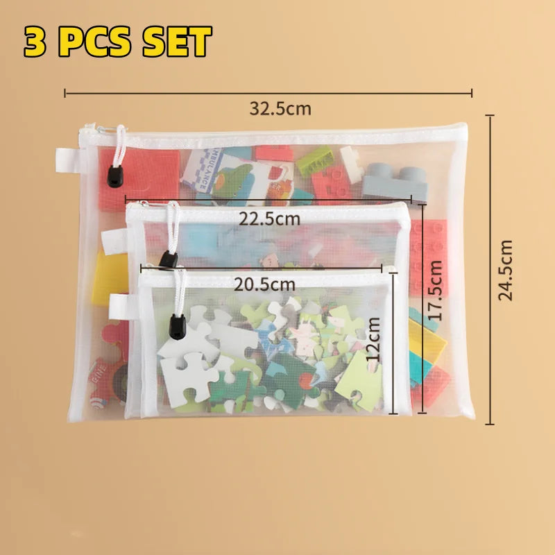 1-30 PCS Mesh Zipper File Bag Waterproof Moisture-proof Zipper Folder Toy Storage Bag Storage Tools Cosmetic Organization Bag