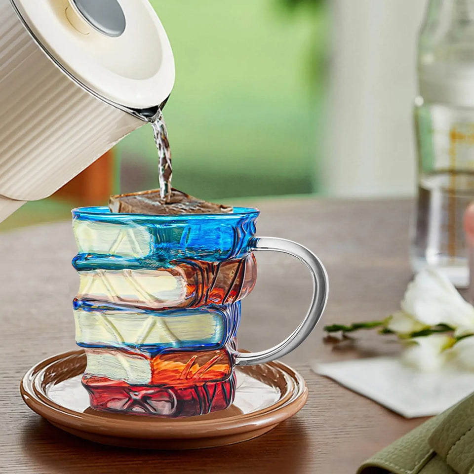 Book Coffee Mug Painted Book Coffee Cup Tea Mug Drinkware Tumbler Funny Decor Desk Accessories for Readers Women Librarian