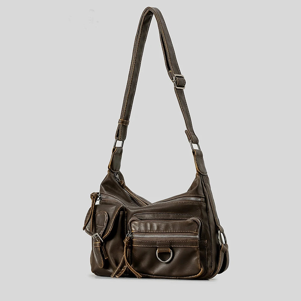 Annmouler Designer Women Shouler Bag Large Capacity Crossbody Bag Casual Soft Pu Leather Messenger Bag Multi-pocket Purses