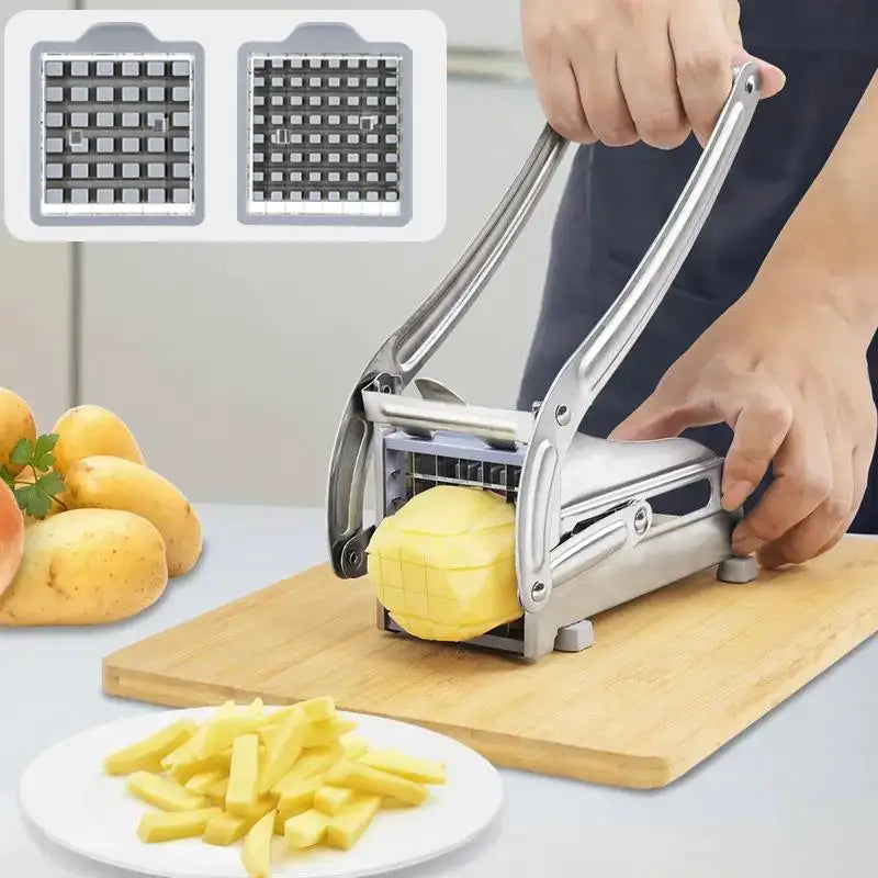 Stainless Steel Potato Cutter French Fry Cutter Veg Slicer Potato Chipper Home Kitchen Tool for Vegetable Fruit