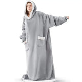 2025 Super Long Flannel Blanket with Sleeves Winter Hoodies Sweatshirt Women Men Pullover Fleece Giant TV Blanket Oversized New