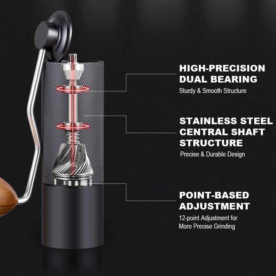 Manual Coffee Grinder Stainless Steel Conical Burr Adjustable Setting High Quality Portable Hand Grinder