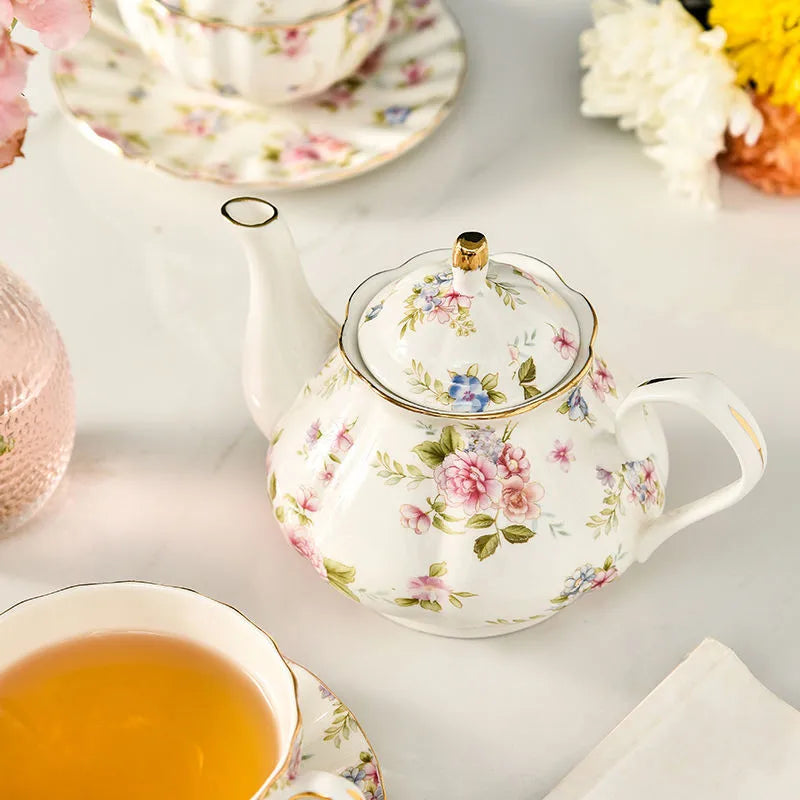 400ML European Bone China Teapot English Afternoon Tea Set Teapot High-Grade Porcelain Coffee Pot Heat Resistant Kettle Pot